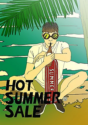 PSD 계절 남자 음료 일러스트 한명 사람 소년 성인 해변 여름 선글라스 세일 마시기 보드 만화 아트툰 남자만 남자한명만 성인남자만 성인만 국내일러스트 1 안경 어린이 스포츠 바다 모션 그림 파일형식