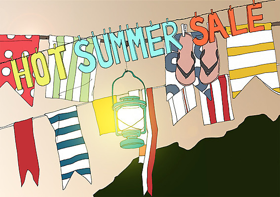 PSD 계절 일러스트 사람없음 여름 세일 랜턴 빨래 빨랫줄 쪼리 만화 아트툰 국내일러스트 줄 가사 조명 샌들 그림 파일형식