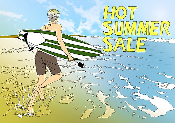 주간 PSD 계절 남자 바다 일러스트 한명 사람 성인 해변 야외 여름 세일 서핑보드 서핑 만화 아트툰 남자만 남자한명만 성인남자만 성인만 국내일러스트 자연요소 1 수상스포츠 보드_스포츠 그림 파일형식