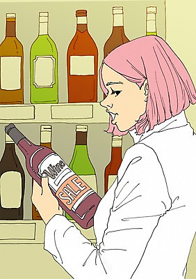 PSD 계절 여자 일러스트 한명 사람 성인 여름 세일 와인 병 만화 와인병 아트툰 여자만 여자한명만 성인여자만 성인만 국내일러스트 1 식기 병_용기 주류 그림 파일형식