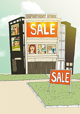 주간 PSD 계절 여자 일러스트 사람 여러명 야외 건물 여름 세일 표지판 만화 백화점 아트툰 여자만 국내일러스트 자연요소 건축물 다수 알림판 상점 그림 파일형식