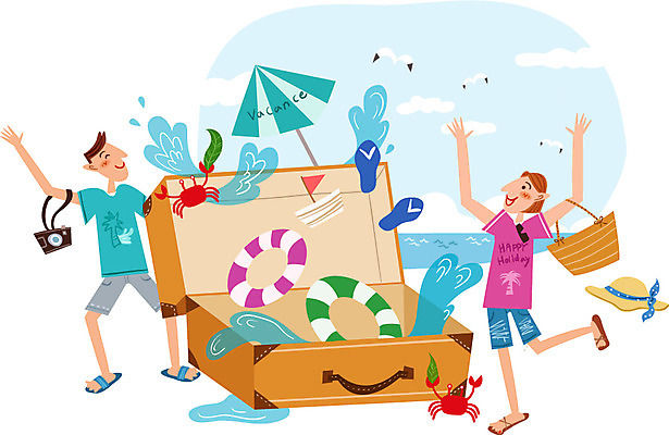 모자 여자 남자 바다 가방 일러스트 가족 갈매기 휴가 함께함 사람 성인 여름휴가 바캉스 카메라 자유 게 파라솔 쪼리 튜브 성인만 국내일러스트 AI파일 잡화 컨셉 관계 조류 갑각류 전자제품 샌들 파일형식 벡터 여름_계절