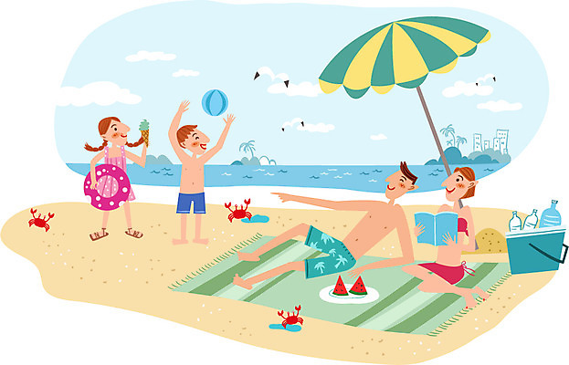 주간 여자 남자 어린이 바다 과일 일러스트 가족 휴가 아이스크림 수박 함께함 사람 여러명 성인 해변 야외 책 여름휴가 바캉스 자유 게 파라솔 비치볼 돗자리 튜브 아이스박스 국내일러스트 AI파일 자연요소 다수 컨셉 공 관계 디저트 바캉스용품 갑각류 파일형식 벡터 여름_계절