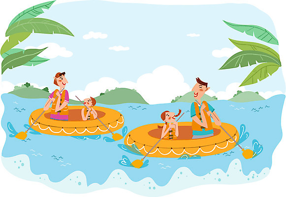 주간 여자 남자 어린이 일러스트 가족 휴가 산 함께함 사람 성인 야외 여름휴가 바캉스 강 자유 보트 노 구명조끼 국내일러스트 AI파일 자연요소 컨셉 배_교통 관계 구조용품 선박 파일형식 벡터 여름_계절