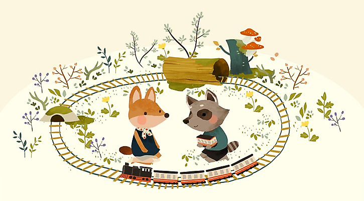 PSD 나무 식물 동물 계절 두마리 일러스트 놀이 사람없음 버섯 봄 기찻길 기차 터널 즐거움 여우 너구리 기차놀이 국내일러스트 감정 길 육상교통 2 포유류 대중교통 파일형식