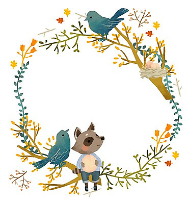 PSD 나무 식물 동물 응시 계절 꽃 일러스트 조류 세마리 들기 사람없음 알 봄 나뭇가지 둥지 구경 너구리 새알 국내일러스트 시선 포유류 모션 3 파일형식