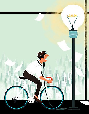 PSD 남자 종이 일러스트 비즈니스 전구 창문 실내 한명 사람 빌딩 성인 자전거 에너지 비즈니스맨 빌딩숲 생성 전구모양 국내일러스트 모양 1 내부 건물 바이크 직장인 파일형식