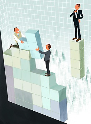 PSD 남자 일러스트 비즈니스 사람 성인 세명 비즈니스맨 테트리스 블록맞추기 국내일러스트 게임 직장인 맞추기 파일형식