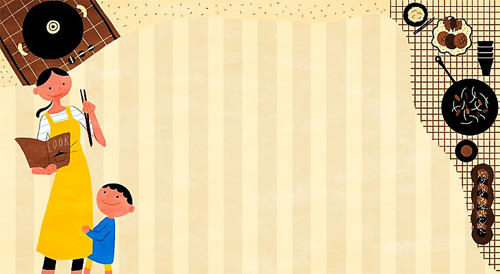 PSD 여자 남자 어린이 일러스트 엄마 프레임 요리 사람 성인 두명 주방 자녀 프라이팬 냄비 요리책 음식준비 국내일러스트 가족 주방용품 책 솥 준비 파일형식