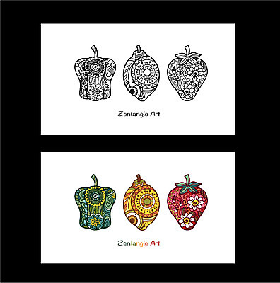 배너 백그라운드 무늬 패턴 채소 과일 일러스트 도안 딸기 피망 프레임 흑백 사람없음 라벨 비교 고급 레몬 젠탱글 국내일러스트 AI파일 컨셉 촬영기법 파일형식 벡터