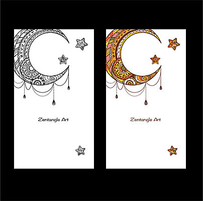 배너 별 백그라운드 무늬 패턴 일러스트 도안 프레임 흑백 사람없음 라벨 달 비교 고급 젠탱글 국내일러스트 AI파일 자연요소 컨셉 촬영기법 파일형식 벡터