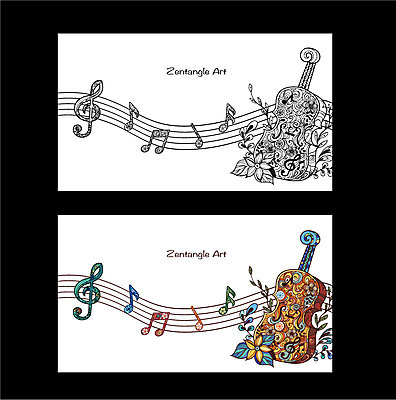 식물 배너 꽃 악기 음악 백그라운드 무늬 패턴 음표 일러스트 도안 나뭇잎 프레임 흑백 사람없음 라벨 비교 고급 높은음자리표 바이올린 오선지 젠탱글 국내일러스트 AI파일 기호 컨셉 잎 현악기 문화예술 촬영기법 악보 오선 파일형식 벡터