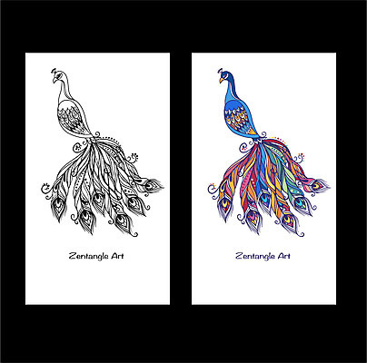 동물 배너 백그라운드 무늬 패턴 일러스트 도안 조류 프레임 흑백 사람없음 라벨 비교 고급 공작 깃털 젠탱글 국내일러스트 AI파일 컨셉 촬영기법 파일형식 벡터