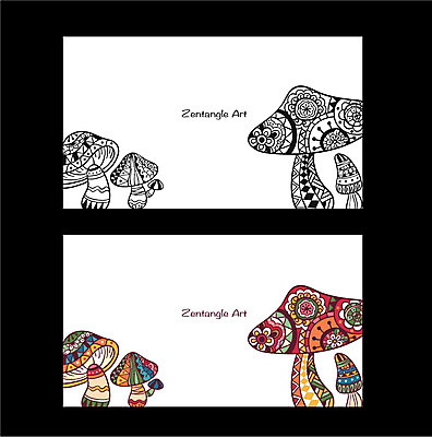 배너 백그라운드 무늬 패턴 일러스트 도안 프레임 흑백 사람없음 라벨 버섯 비교 고급 젠탱글 국내일러스트 AI파일 컨셉 촬영기법 파일형식 벡터