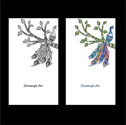 나무 식물 동물 배너 백그라운드 무늬 패턴 일러스트 도안 프레임 흑백 사람없음 라벨 비교 고급 공작 깃털 젠탱글 국내일러스트 AI파일 컨셉 조류 촬영기법 파일형식 벡터