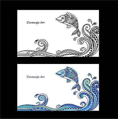 동물 배너 물결 파도 바다 백그라운드 무늬 패턴 일러스트 도안 프레임 흑백 어류 사람없음 라벨 비교 고급 젠탱글 국내일러스트 AI파일 컨셉 촬영기법 수중동물 파일형식 벡터