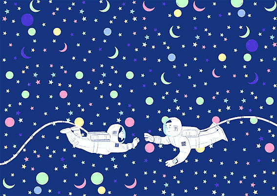 PSD 문양 커플 사계절 여자 남자 별 백그라운드 패턴 일러스트 사람 성인 두명 여름 우주 패턴백그라운드 우주비행사 달 우주복 여름밤 국내일러스트 자연요소 옷 계절 무늬 관계 야간 파일형식