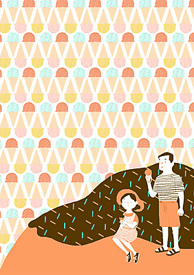 PSD 모자 문양 커플 사계절 여자 남자 백그라운드 패턴 일러스트 아이스크림 사람 성인 두명 여름 패턴백그라운드 아이스크림콘 국내일러스트 잡화 계절 무늬 관계 디저트 콘 파일형식