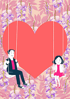 PSD 문양 커플 사계절 여자 남자 꽃 백그라운드 패턴 일러스트 사람 앉기 성인 두명 봄 패턴백그라운드 하트 그네 등나무 등나무꽃 국내일러스트 모양 나무 식물 계절 무늬 관계 모션 파일형식