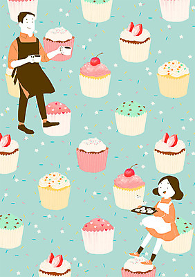 PSD 문양 커플 사계절 여자 남자 커피 음식 백그라운드 패턴 일러스트 사람 성인 두명 봄 패턴백그라운드 컵케이크 홈베이킹 제빵 국내일러스트 계절 음료 무늬 관계 제과제빵 케이크 파일형식