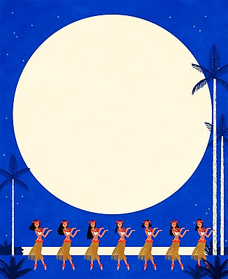 전신 PSD 계절 여자 일러스트 휴가 서기 사람 여러명 야외 여름 여름휴가 바캉스 야자수 댄서 보름달 달 춤 야간 하와이 훌라춤 여자만 국내일러스트 자연요소 나무 직업 다수 모션 문화예술 미국 파일형식 여름_계절