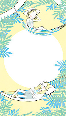 PSD 나무 모자 여자 백그라운드 일러스트 베개 휴식 사람 성인 두명 여름 눕기 풀잎 낮잠 해먹 국내일러스트 식물 잡화 계절 컨셉 잎 침구 모션 침대 잠 풀_식물 파일형식