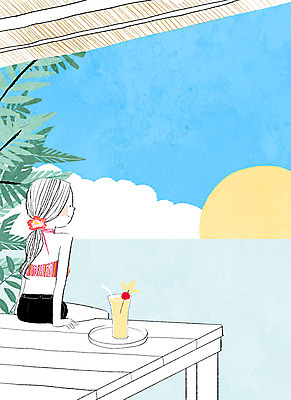 주간 PSD 구름 여자 음료 백그라운드 일러스트 휴식 한명 사람 성인 야외 여름 태양 풀잎 휴양지 국내일러스트 자연요소 1 계절 컨셉 잎 장소 풀_식물 파일형식