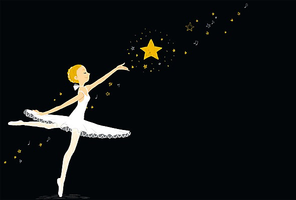 전신 PSD 여자 별 백그라운드 일러스트 검은배경 한명 사람 성인 희망 꿈 발레 발레리나 국내일러스트 자연요소 1 감정 검은색 춤 파일형식