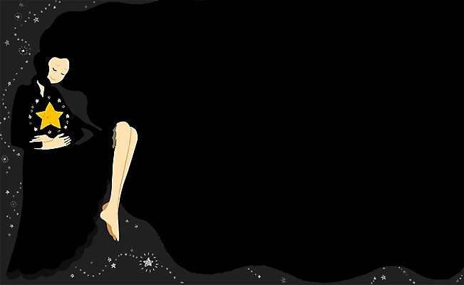 PSD 여자 별 백그라운드 일러스트 한명 사람 성인 어둠 희망 별자리 꿈 국내일러스트 자연요소 1 감정 파일형식