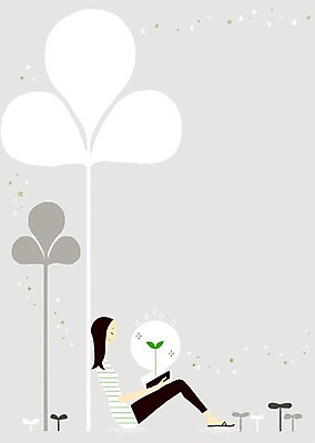 전신 PSD 여자 백그라운드 일러스트 한명 사람 앉기 성인 책 독서 새싹 희망 꿈 국내일러스트 식물 1 감정 모션 파일형식