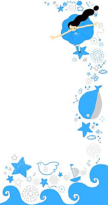 PSD 여자 별 파도 백그라운드 일러스트 조류 한명 사람 성인 희망 꿈 자유 고래 선박 국내일러스트 자연요소 동물 1 감정 바다 컨셉 수상교통 포유류 수중동물 파일형식