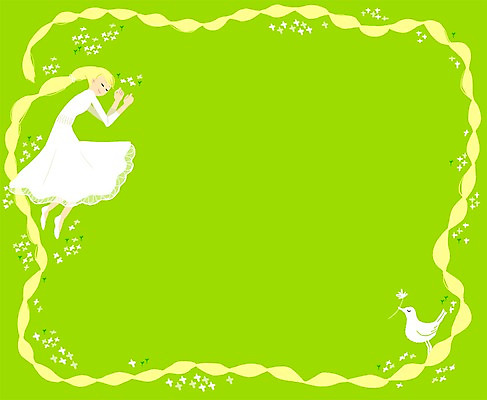 전신 PSD 여자 꽃 백그라운드 꽃밭 일러스트 조류 프레임 한명 사람 성인 눕기 머리카락 희망 꿈 잠 국내일러스트 식물 동물 1 감정 모션 머리 파일형식