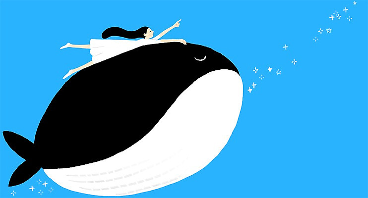 전신 PSD 여자 백그라운드 일러스트 한명 사람 성인 희망 꿈 고래 국내일러스트 1 감정 포유류 수중동물 파일형식