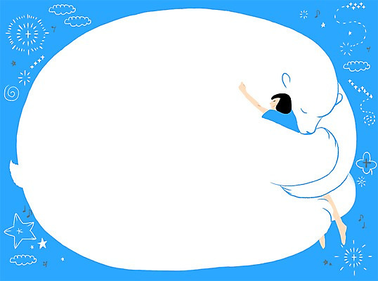 PSD 구름 한마리 여자 별 백그라운드 일러스트 포옹 프레임 한명 사람 성인 희망 꿈 백곰 국내일러스트 자연요소 1 감정 곰 안기 파일형식