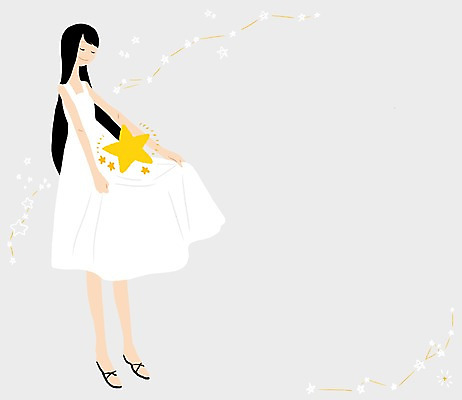 PSD 원피스 여자 별 백그라운드 일러스트 한명 사람 성인 희망 꿈 국내일러스트 자연요소 1 옷 감정 파일형식