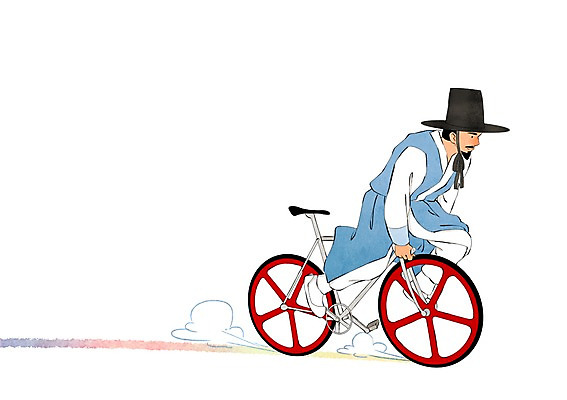 PSD 한국전통 남자 일러스트 한명 사람 성인 자전거 한복 과거 선비 자전거묘기 픽시자전거 국내일러스트 갓모자 모자_잡화 1 전통 컨셉 전통소품 한국 바이크 묘기 전통의상 파일형식