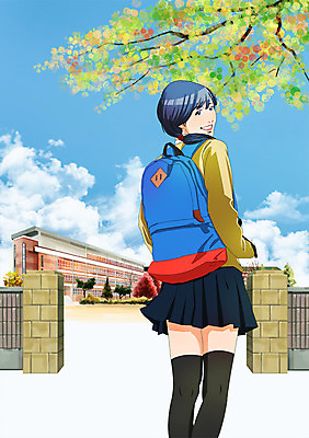 주간 PSD 나무 구름 학생 여자 교복 일러스트 학교 청소년 하늘 한명 사람 야외 만화 등교 백팩 교문 국내일러스트 자연요소 식물 1 옷 교육 가방 등하교 파일형식