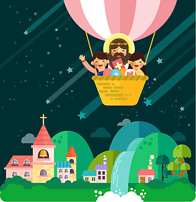 나무 여자 남자 별 기독교 어린이 일러스트 밤하늘 산 주택 사람 야외 세명 교회 성경 폭포 열기구 비행 예수 기독교인 야간 유성 부활절계란 국내일러스트 AI파일 자연요소 식물 종교 종교용품 항공교통 자연 하늘 부활절 건물 계란 신_종교 파일형식 벡터