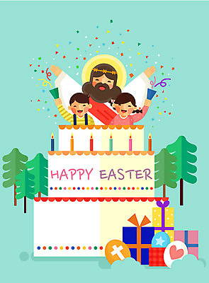 나무 여자 남자 기독교 어린이 일러스트 촛불 폭죽 선물 사람 성인 세명 케이크 축하 예수 기독교인 부활절계란 국내일러스트 AI파일 식물 종교 컨셉 초 디저트 부활절 계란 신_종교 파일형식 벡터