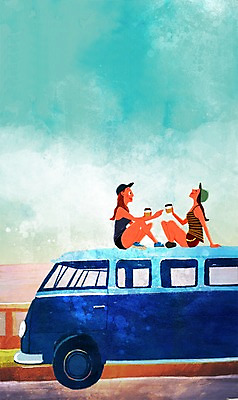 주간 PSD 구름 모자 여자 커피 일러스트 자동차 하늘 사람 성인 야외 두명 종이컵 승합차 수다 국내일러스트 자연요소 잡화 음료 육상교통 승용차 대화 컵 일회용 파일형식