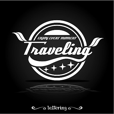 영어 행복 여행 일러스트 사람없음 라벨 필기체 레터링 국내일러스트 AI파일 문자 감정 프레임 파일형식 벡터