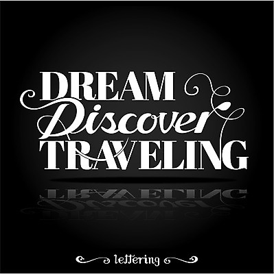 영어 여행 일러스트 사람없음 라벨 꿈 발견 필기체 레터링 국내일러스트 AI파일 문자 프레임 파일형식 벡터