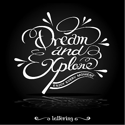 영어 행복 여행 일러스트 사람없음 라벨 꿈 필기체 레터링 국내일러스트 AI파일 문자 감정 프레임 파일형식 벡터