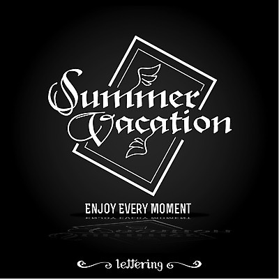 영어 계절 여행 날개 일러스트 휴가 사람없음 여름 여름휴가 바캉스 라벨 필기체 레터링 국내일러스트 AI파일 문자 프레임 파일형식 벡터 여름_계절