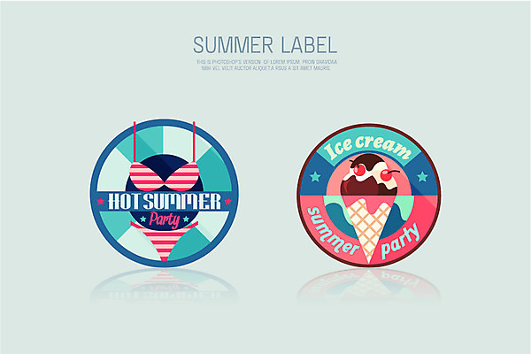 계절 수영복 일러스트 아이스크림 사람없음 여름 비키니 라벨 국내일러스트 AI파일 옷 디저트 프레임 파일형식 벡터