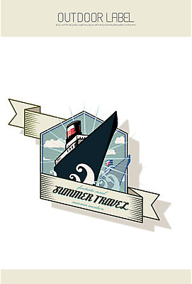 계절 바다 여행 일러스트 휴가 아웃도어 사람없음 여름 라벨 크루즈 선박 국내일러스트 AI파일 수상교통 배_교통 프레임 파일형식 벡터