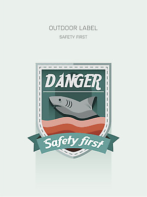 동물 일러스트 아웃도어 안전 사람없음 라벨 위험 상어 국내일러스트 AI파일 컨셉 프레임 어류 파일형식 벡터