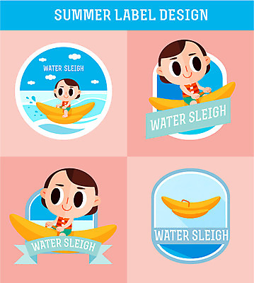 계절 여자 스포츠 바다 일러스트 레저 아웃도어 사람 세명 여름 라벨 바나나보트 여자만 국내일러스트 AI파일 프레임 보트 파일형식 벡터