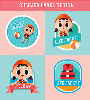 계절 여자 바다 일러스트 물놀이 아웃도어 사람 해변 세명 여름 라벨 비치볼 구명조끼 수영모 여자만 국내일러스트 AI파일 공 놀이 프레임 바캉스용품 수영용품 구조용품 파일형식 벡터