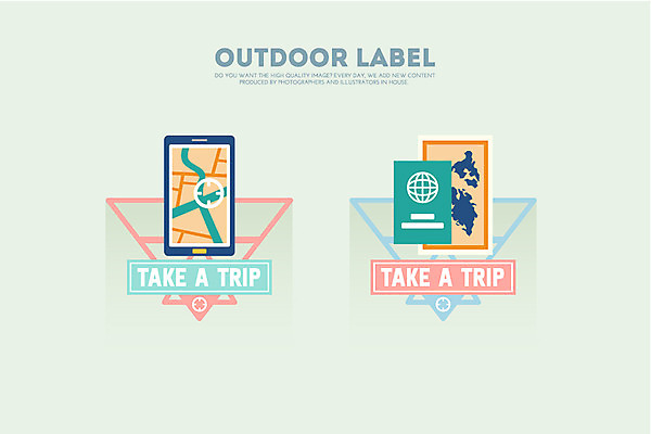 여행 지도 일러스트 아웃도어 사람없음 스마트폰 라벨 여권 네비게이션 국내일러스트 AI파일 프레임 핸드폰 스마트기기 파일형식 벡터